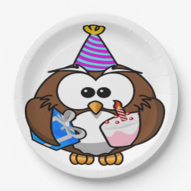 "IT'S MY BIRTHDAY" OWL PAPER PLATE (Front)