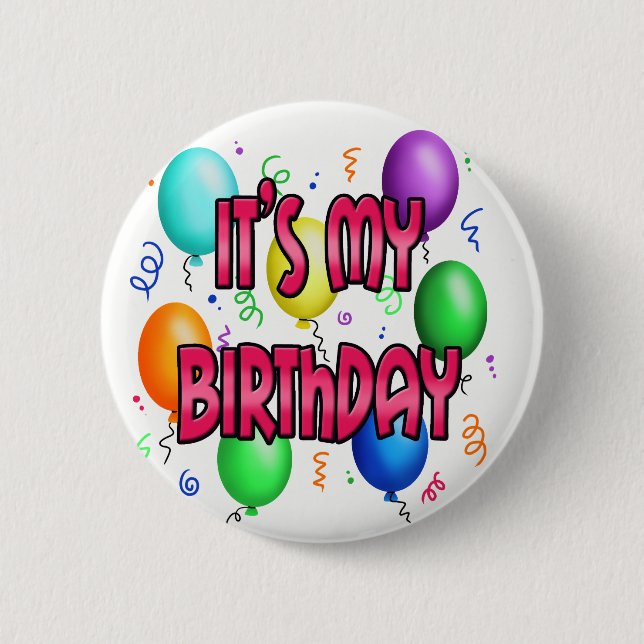 It's My Birthday Party Cool Balloons 2 Inch Round Button (Front)