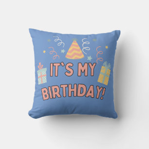 It's my Birthday party hat gift celebration Throw Pillow