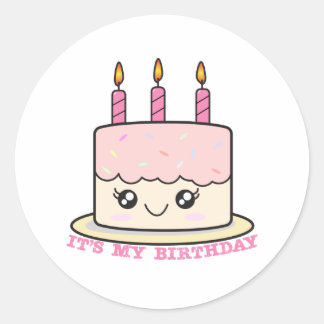 It's My Birthday Pink Cake Sticker