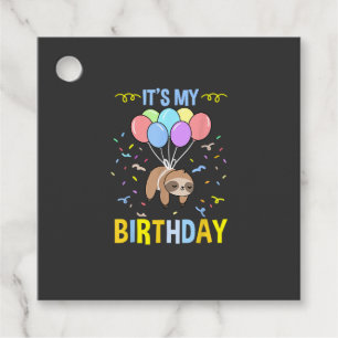 Its My Birthday Sloth T-Shirt Favour Tags