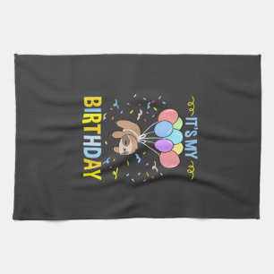 Its My Birthday Sloth T-Shirt Kitchen Towel