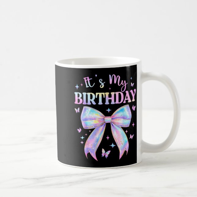 It's My Birthday Tie Dye Coquette Bow Butterfly Bi Coffee Mug (Right)
