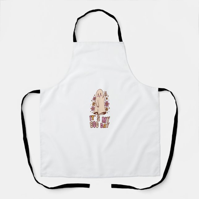 Its my boo day Cute Ghost Halloween Birthday hippi Apron (Front)