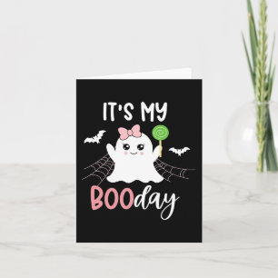 Its My Boo Day Cute Halloween Birthday Ghost Pink Card
