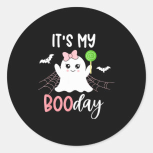 Its My Boo Day Cute Halloween Birthday Ghost Pink  Classic Round Sticker