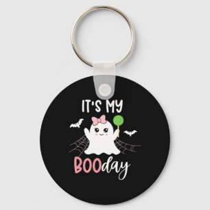 Its My Boo Day Cute Halloween Birthday Ghost Pink  Keychain