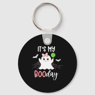Its My Boo Day Cute Halloween Birthday Ghost Pink Keychain