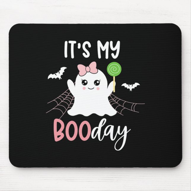 Its My Boo Day Cute Halloween Birthday Ghost Pink  Mouse Pad (Front)