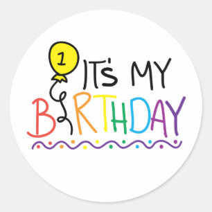 it's my first birthday classic round sticker