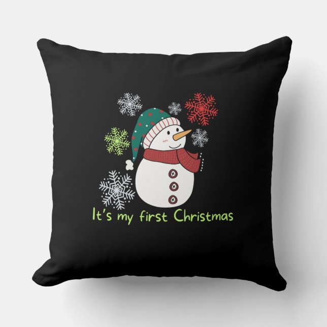It's my first Christmas Throw Pillow (Front)