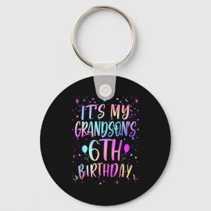 Its My Grandsons 6th Birthday Colorful Happy 6 Yea Keychain