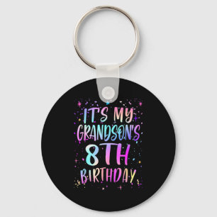 Its My Grandsons 8th Birthday Colorful Happy 8 Yea Keychain