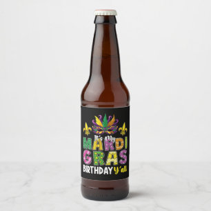 It's My Mardi Gras Birthday Y'all Party Carnival Beer Bottle Label