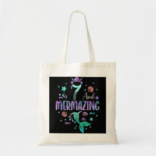 Its My Mermazing 7th Birthday Mermaid Girl Theme 7 Tote Bag