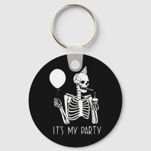 Its My Party Lazy Halloween Costume Skeleton Skull Keychain