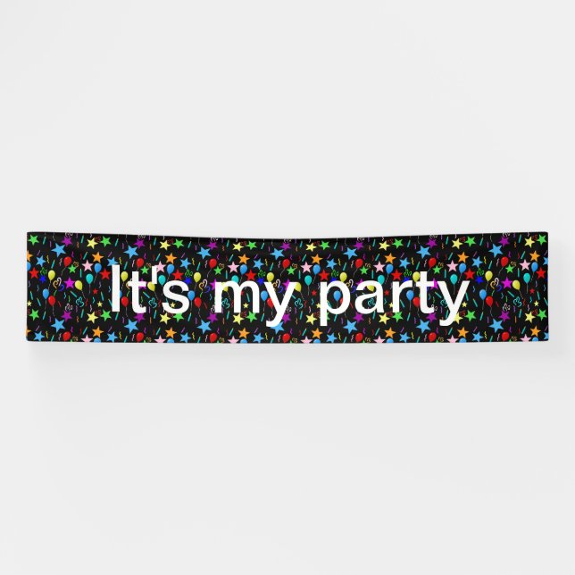 It's my party pattern on black background banner (Horizontal)