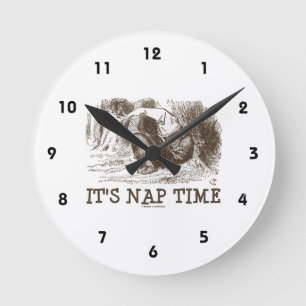 It's Nap Time (Wonderland Red King Snoring) Round Clock