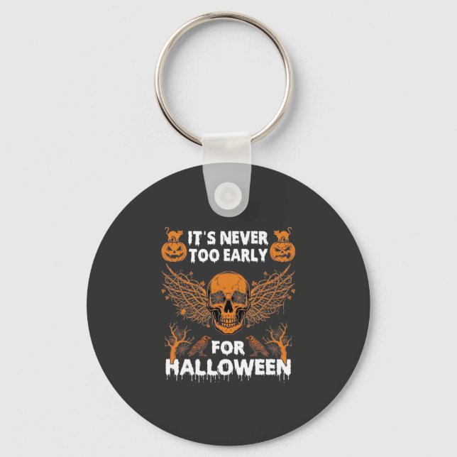 Its Never Too Early Halloween Skull Vine Wings_1 Keychain (Front)