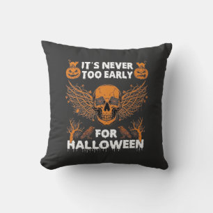 Its Never Too Early Halloween Skull Vine Wings_1 Throw Pillow