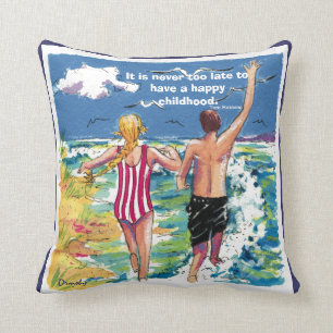 It's Never too Late to have a Happy Childhood pill Throw Pillow