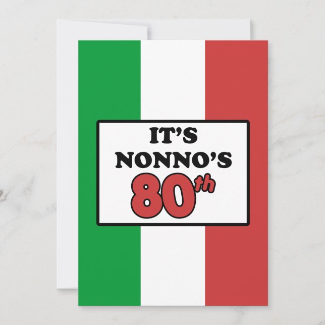 It's Nonno's 80th Birthday Italian Flag Invite (Front)
