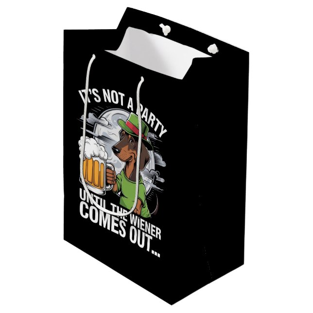 It's Not A Party Until Dachshund Irish Beer Wiener Medium Gift Bag (Front Angled)