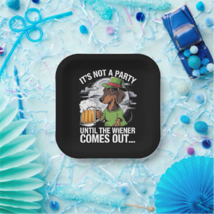 It's Not A Party Until Dachshund Irish Beer Wiener Paper Plate
