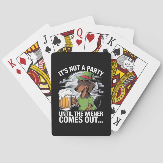 It's Not A Party Until Dachshund Irish Beer Wiener Playing Cards (Back)