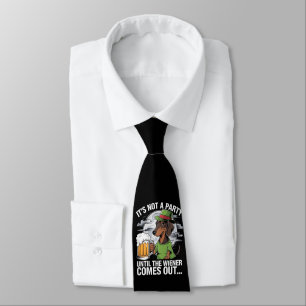 It's Not A Party Until Dachshund Irish Beer Wiener Tie