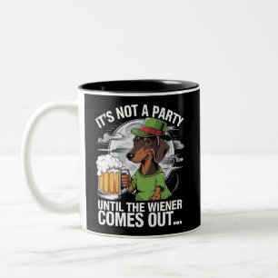 It's Not A Party Until Dachshund Irish Beer Wiener Two-Tone Coffee Mug
