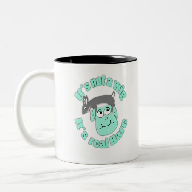 its not a wig  its real hare Two-Tone coffee mug (Left)