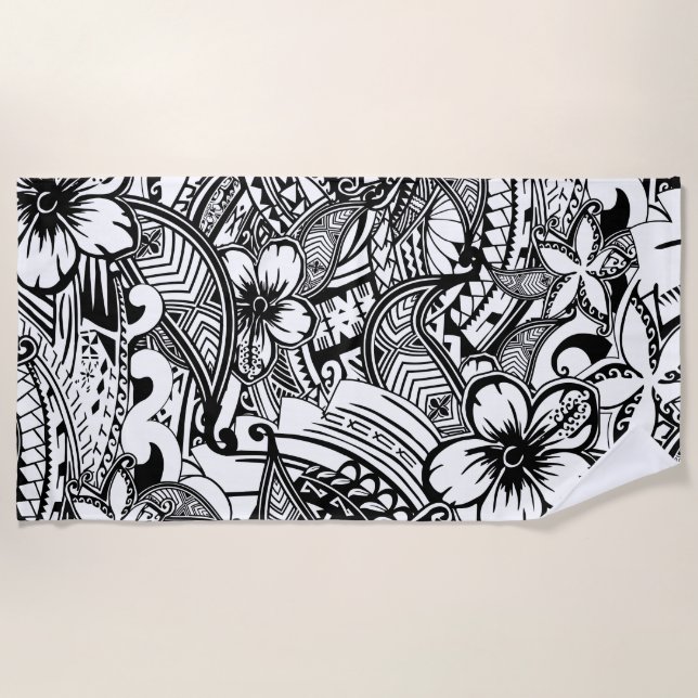 It's Not Always Black Or White Polynesian Tattoos Beach Towel (Front)