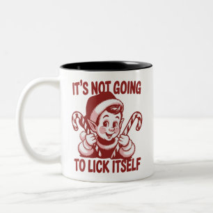 It's Not Going To Lick Itself Snarky Christmas Two-Tone Coffee Mug