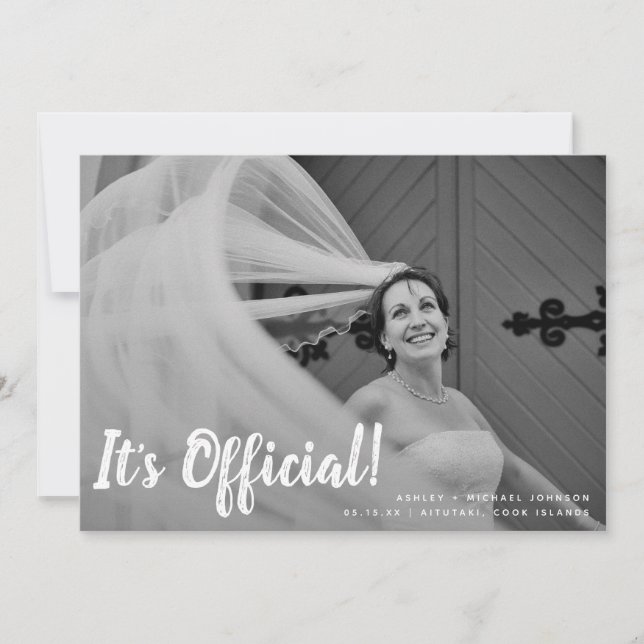 It's Official 2 Photo Wedding Announcement (Front)