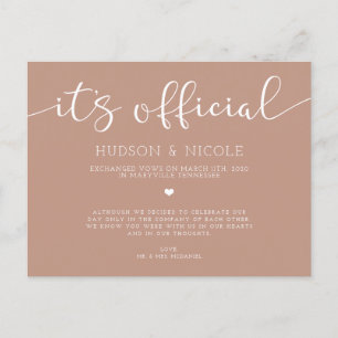 It's Official Elopement Wedding Announcement