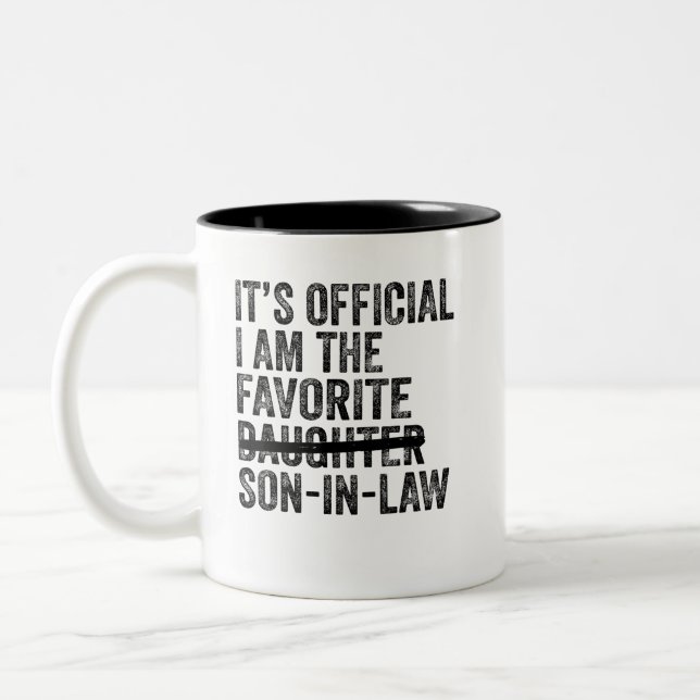 It's Official I'm The Favourite Son-In-Law Funny Two-Tone Coffee Mug (Left)
