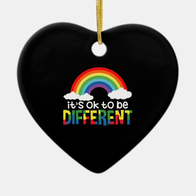 It's Ok To Be Different Autism Awareness Ceramic Ornament (Front)