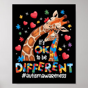 It's Ok To Be Different Autism Awareness Cute Gira Poster