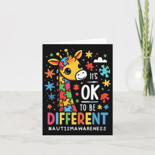 Its Ok To Be Different Autism Awareness Cute Giraf Card