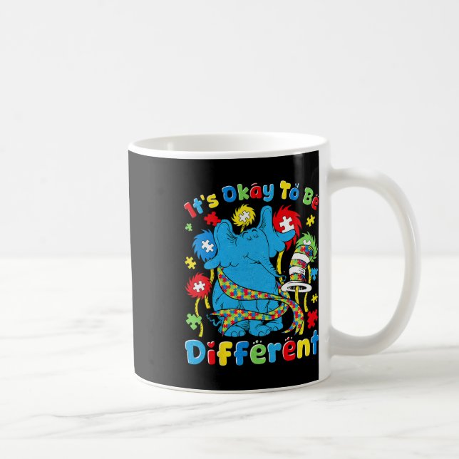 It's Ok To Be Different Autism Awareness Elephant  Coffee Mug (Right)