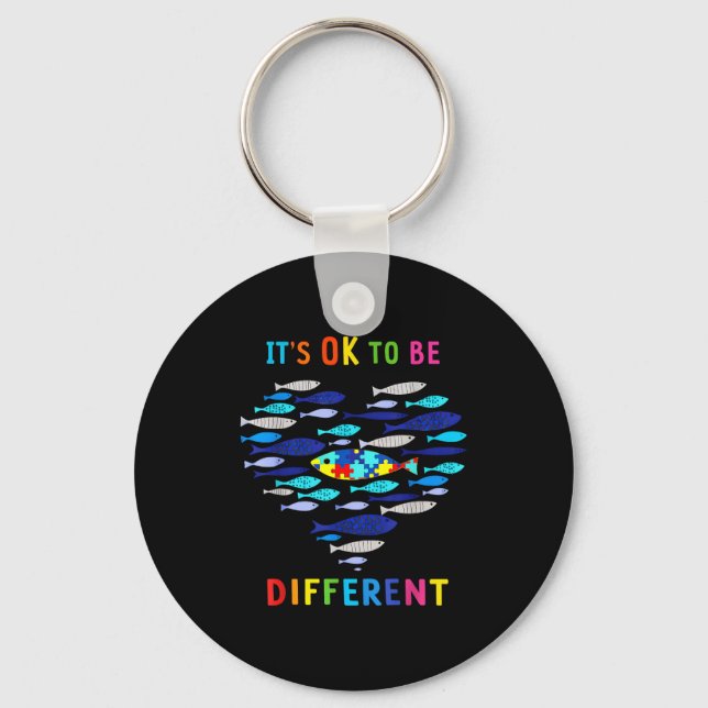 It's ok to be different autism awareness fish  keychain (Front)