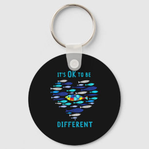 It's ok to be different autism awareness fish keychain