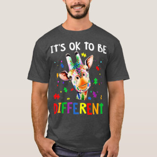 its ok to be different autism awareness giraffe T-Shirt