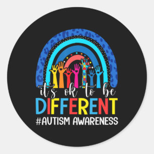 It's Ok To Be Different Autism Awareness Leopard R Classic Round Sticker