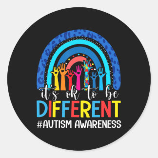 It's Ok To Be Different Autism Awareness Leopard R Classic Round Sticker