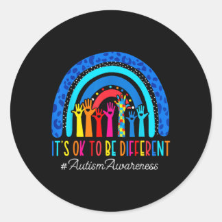 Its Ok To Be Different Autism Awareness Leopard Ra Classic Round Sticker