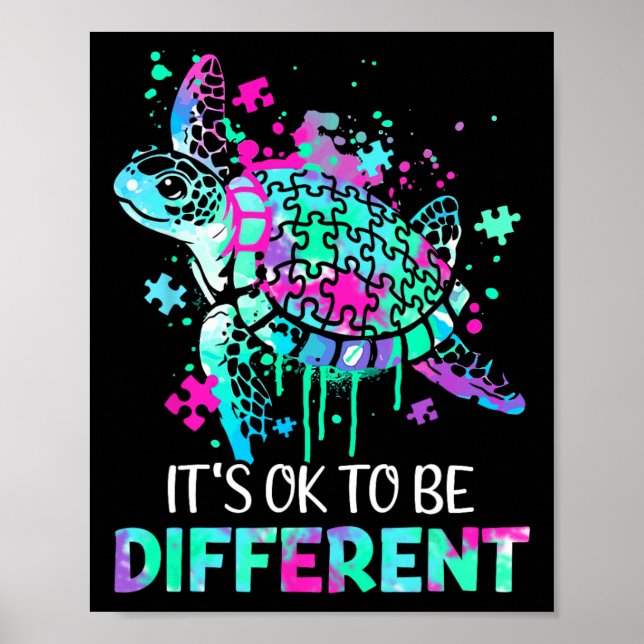 It's Ok To Be Different Autism Awareness Puzzle Pi Poster (Front)
