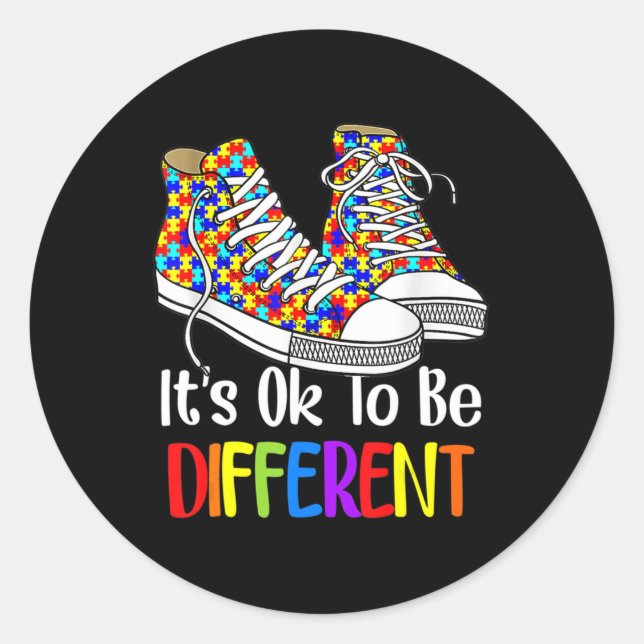 It's Ok To Be Different Autism Awareness Puzzle Sh Classic Round Sticker (Front)