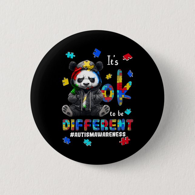 It's Ok To Be Different Autism Panda  2 Inch Round Button (Front)